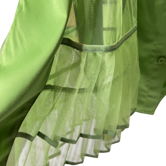 # A215  Ft INC  Y2K Revival  Lime Green Shirt Dress with Mesh Ruffle NWT XL - Picture 3 of 8